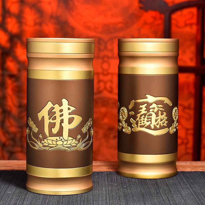 速发纯铜供佛插香筒插香家用莲香招财香炉供奉线香檀花装香筒佛具