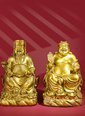 速发神铜土地公土地婆铜像福德正铜土地爷土地奶摆件佛像家居黄工