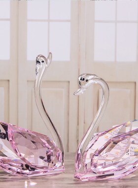 速发新婚礼的品送新娘新人婚结礼物创意惊喜水晶天鹅摆件一对