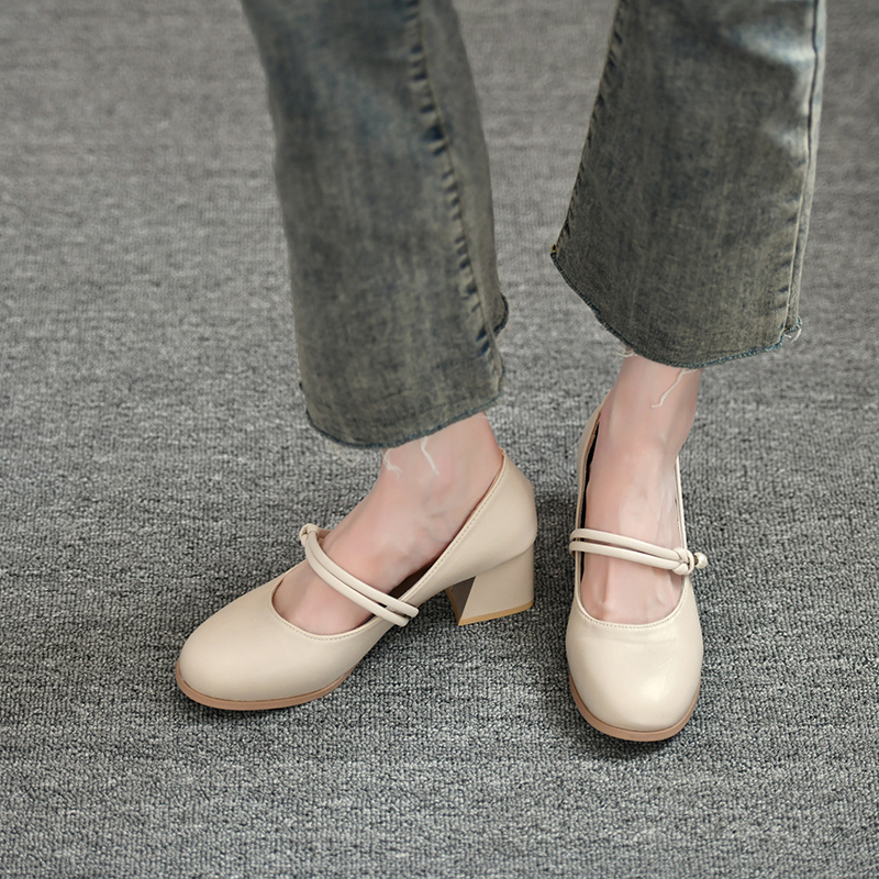 速发0配裙子小玛丽珍粗跟高2鞋单鞋跟仙24春新款洋气百搭