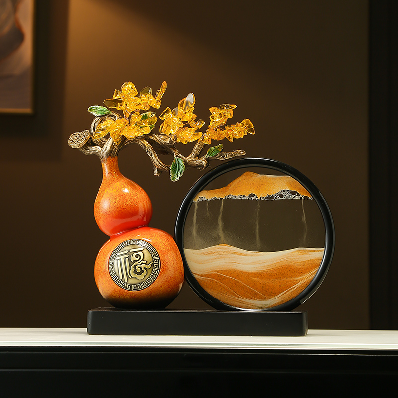 速发新中式葫芦流沙画摆件创柜客厅玄关电视意发财树装饰乔迁新居图片