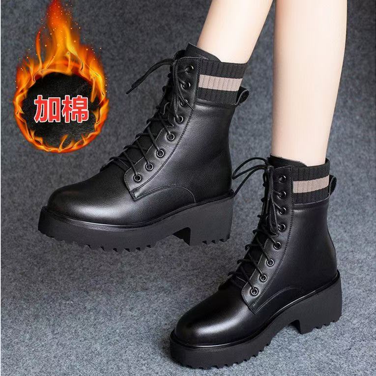 马丁靴女英伦风2025秋冬新款短靴女学生韩版厚底加绒网红ins潮鞋