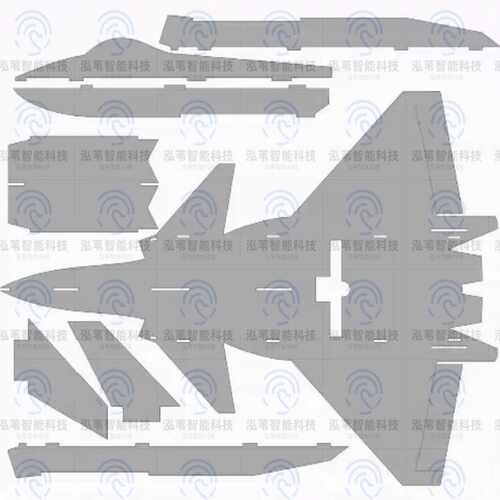 歼20图纸 歼20航模图纸 翼展70厘米 切割DXF文件 A4分割图