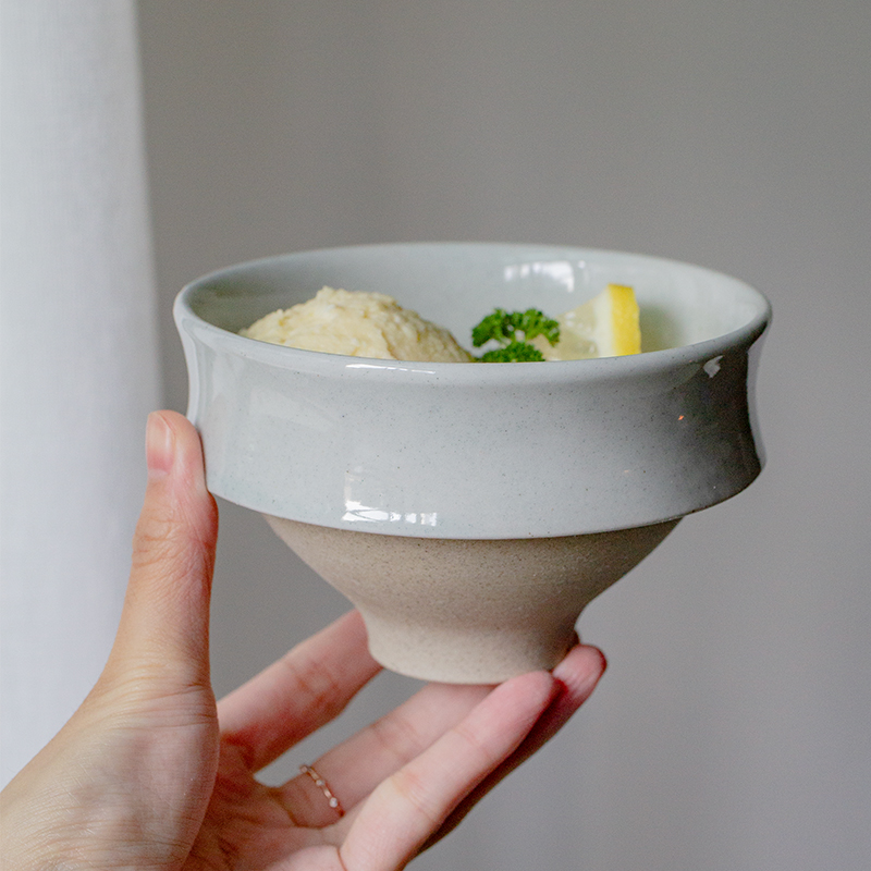 日式高脚碗餐厅高温陶瓷复古碗