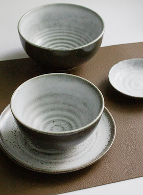 纯色餐具日式4.5英寸米饭碗家用灰色菜盘子味碟北欧复古风格创意