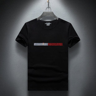 雷迪波尔2026年新款潮牌T社会小伙烫钻短袖T恤男圆领精神半袖夏季