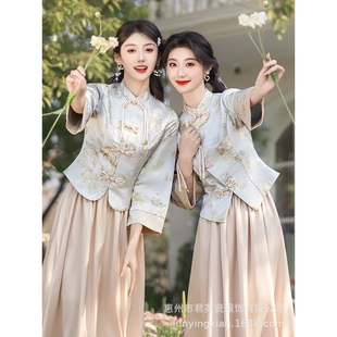 日本品质中式 中国风姐妹团平时可穿礼服裙轻奢 伴娘服2025夏季 新款