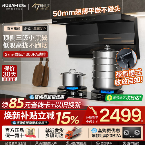 老板小黑翼D1P顶侧双吸油烟机