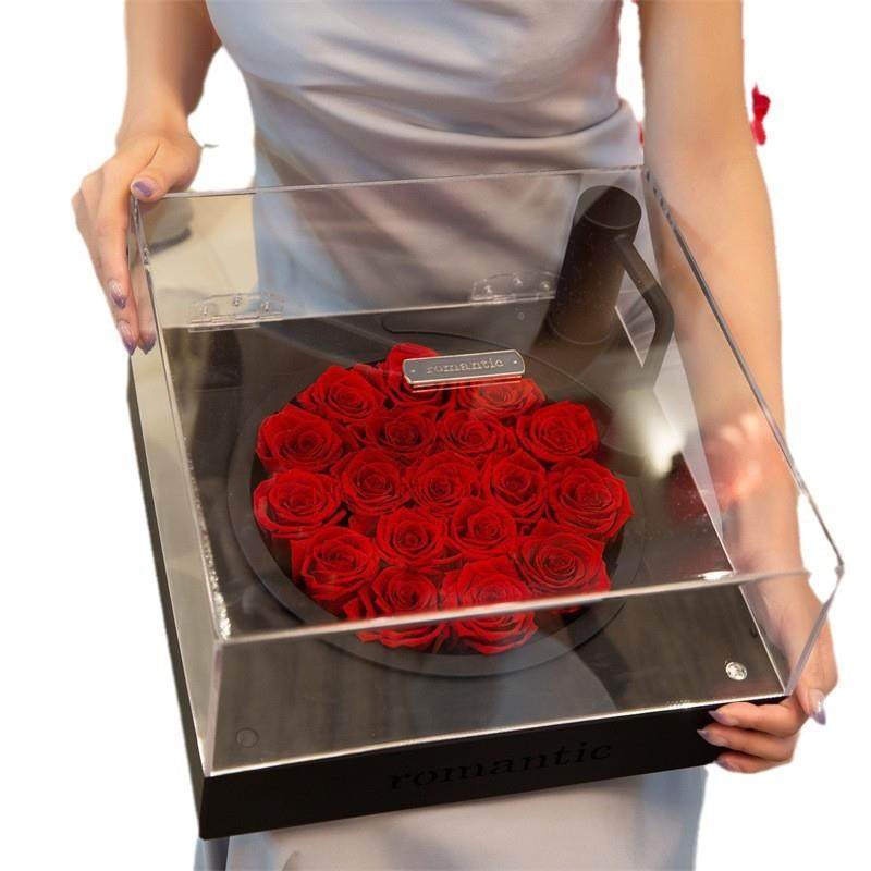 情侣节日创意花礼盒生摆件留声机音玫瑰花盒蓝永牙响复古音留声机,家居饰品,餐桌花艺,淘宝优惠券,粉丝福利购,淘宝优惠卷