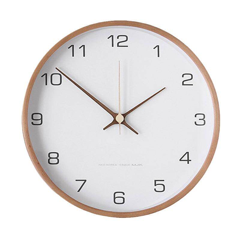 北欧实木挂钟客厅现代简约创意钟表中式卧室时钟时尚个性挂表家用