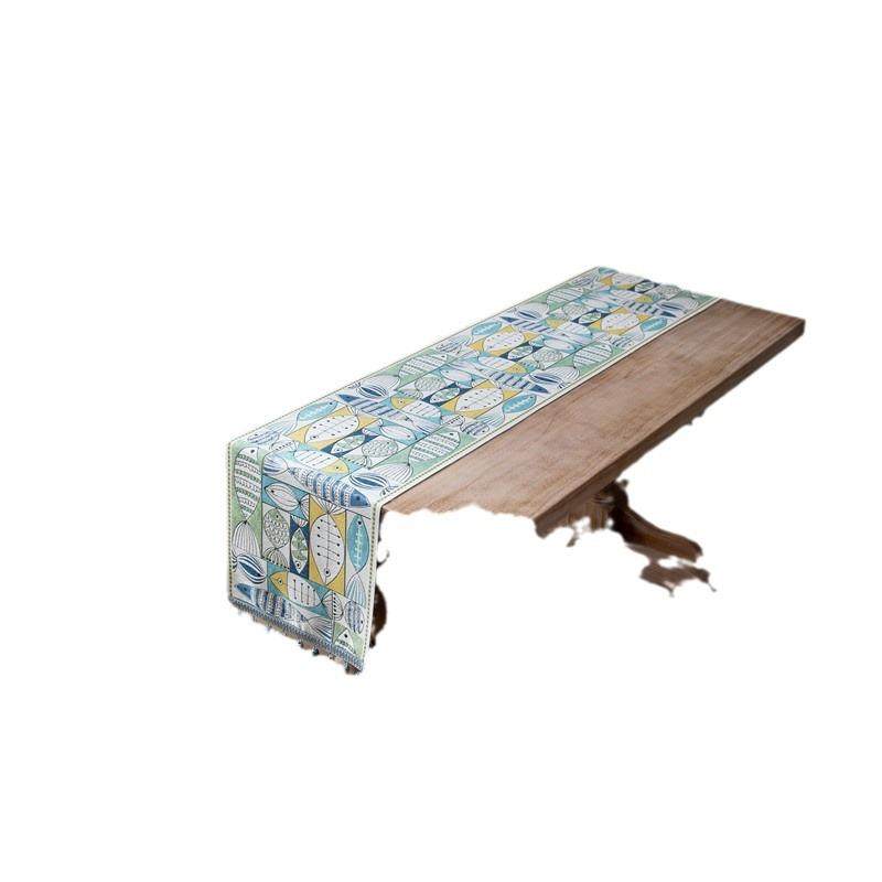 桌旗绿色小鱼家年有雪鱼尼尔流苏JCT21-04用桌布涤年纶台布清新桌,居家布艺,桌旗,淘宝优惠券,粉丝福利购,淘宝优惠卷