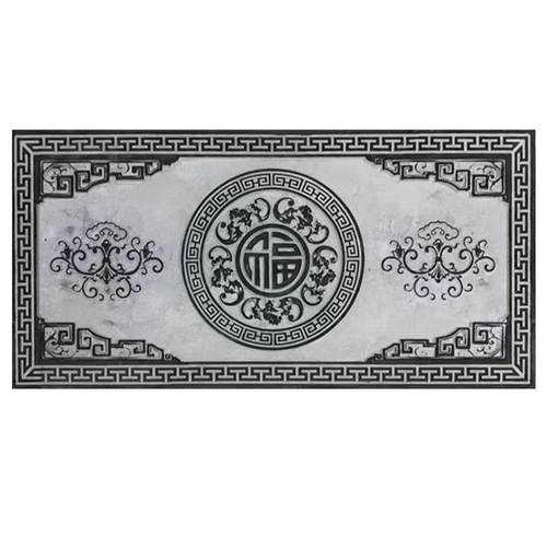 浮雕影壁墙迎门墙圆形镂空窗花仿古中式庭院玄关照壁福字青石地雕