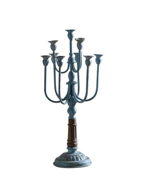 欧式复古怀旧蓝色色白A1003烛台摆浪漫光烛晚餐花店婚庆摄影道具