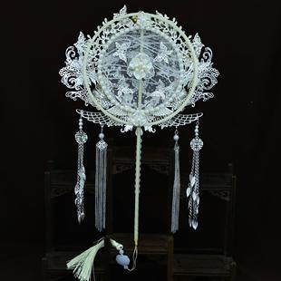 红色服丝新娘结婚秀禾新CFP中式 双面成品遮面金色成品喜9扇团扇15