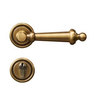 铜卧室美门锁全铜室内静音复磁吸式法式古门实木黄门把手锁具