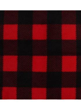 现货230g粒全涤面半光格红黑子印花摇绒运动GYX休闲服饰针织绒布