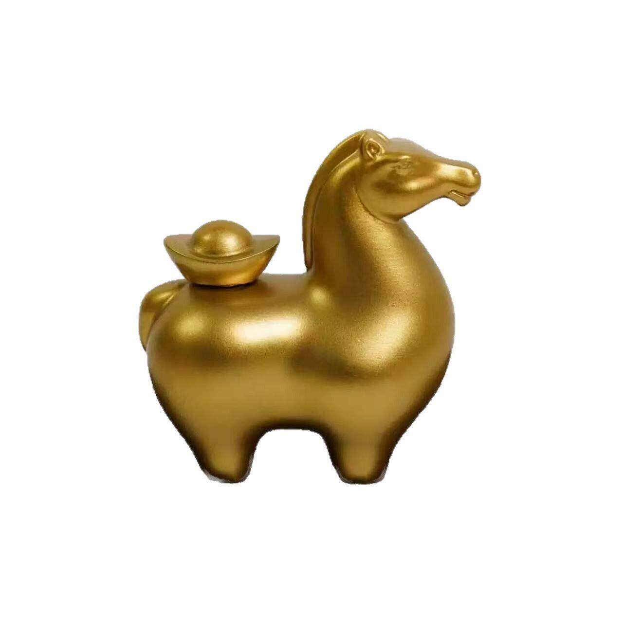 马上有钱黄铜桌面摆件马年吉祥物公桌装乔迁礼品