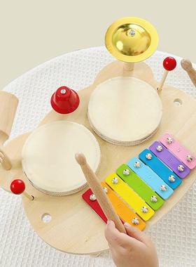儿童木制功能击乐器敲琴打多鼓敲锣宝打手拍660宝鼓音乐