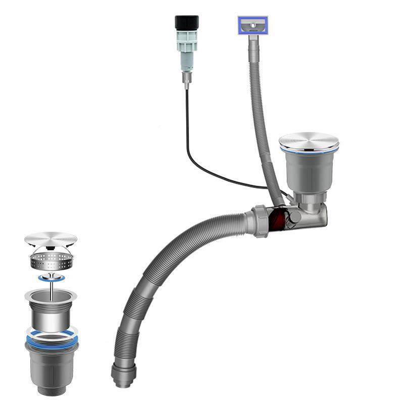 洗菜盆不锈钢台控下器大槽单水池下管全套自水动控水制防臭排水管,家装主材,下水器,淘宝优惠券,粉丝福利购,淘宝优惠卷
