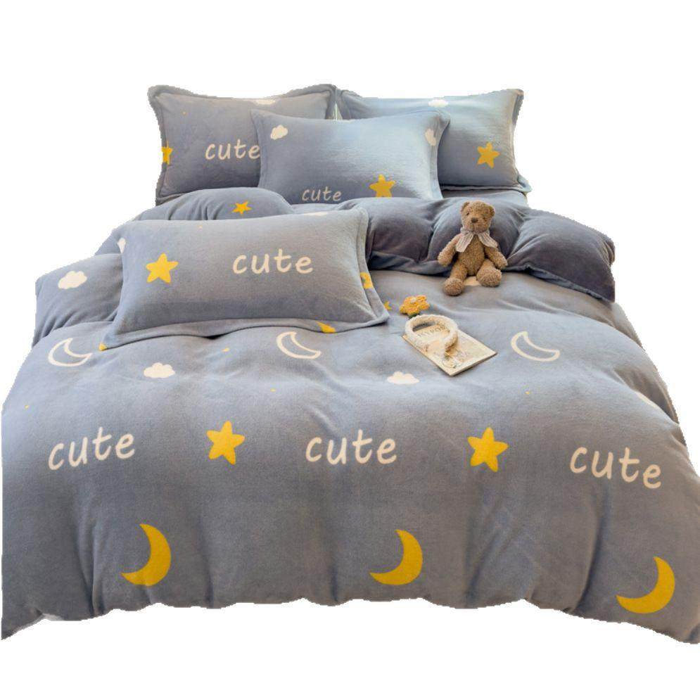 牛单奶绒四人件套加厚单买床加绒套单件冬季被加绒宿XYJ2519-舍单,床上用品,学生床品套件,淘宝优惠券,粉丝福利购,淘宝优惠卷