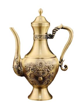 黄铜酒壶家用酒具金属酒壶祥云龙酒壶家居摆件