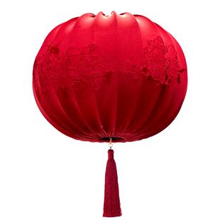 宜非家款坤SOG蒂格刺绣红灯笼商场客厅书房走廊装饰冰丝同吊笼灯