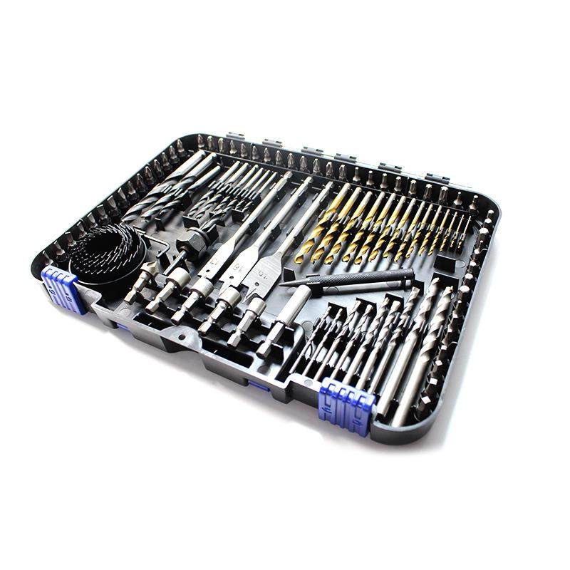 100pc钻头组套麻花钻建工钻木工钻扁钻开孔器木工工具塑盒组合工