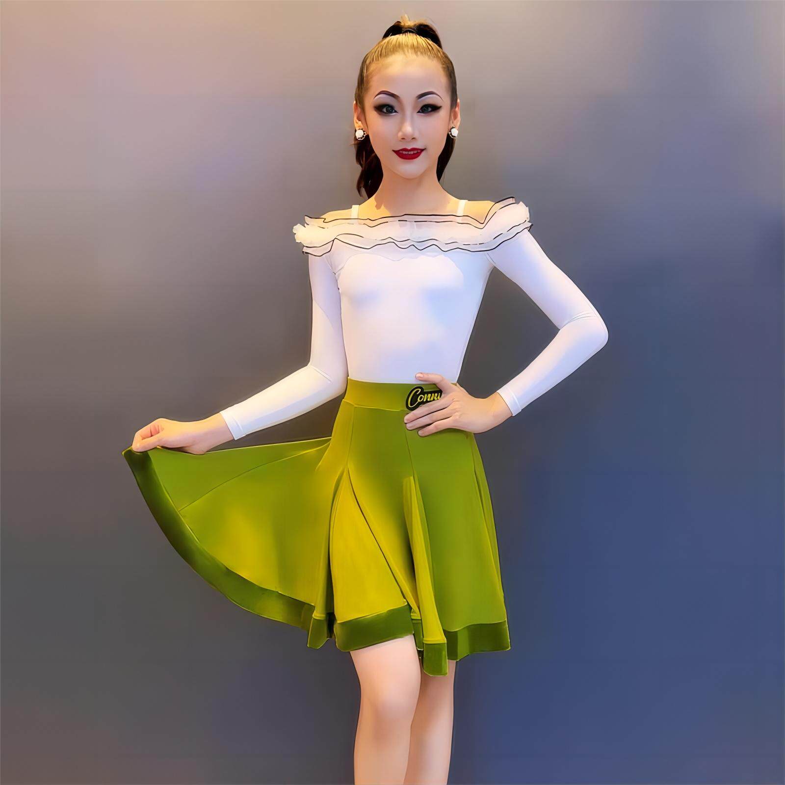 新款高级版专业拉丁舞服女儿童练功服集训比赛演出分体舞蹈裙