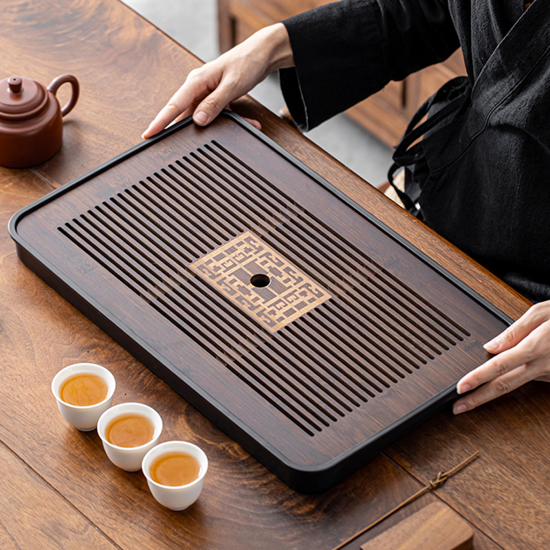 2025新款茶盘家用轻奢小型沥储水式茶台功夫茶具竹茶海干泡台托盘