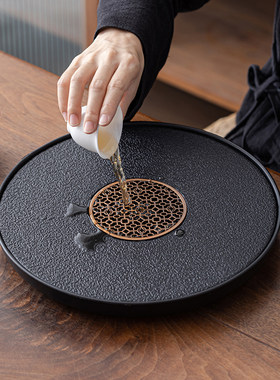 小型茶盘家用茶托盘2025新款客厅高档仿乌金石茶海茶具干泡小茶台