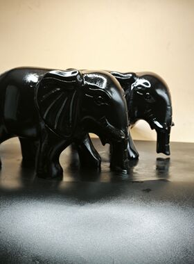 黑曜石大象玉石镇宅风水