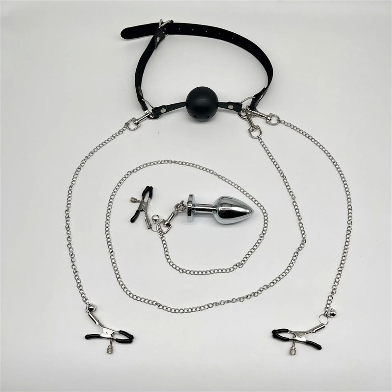 BDSM Mouth Gag Nipple Clamp Clitoris Clip Anal Butt Plug