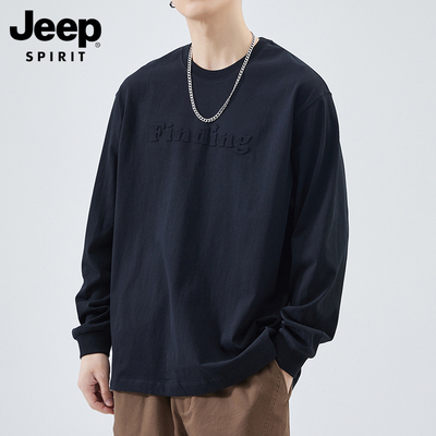 吉普长袖基础大众青年T恤
