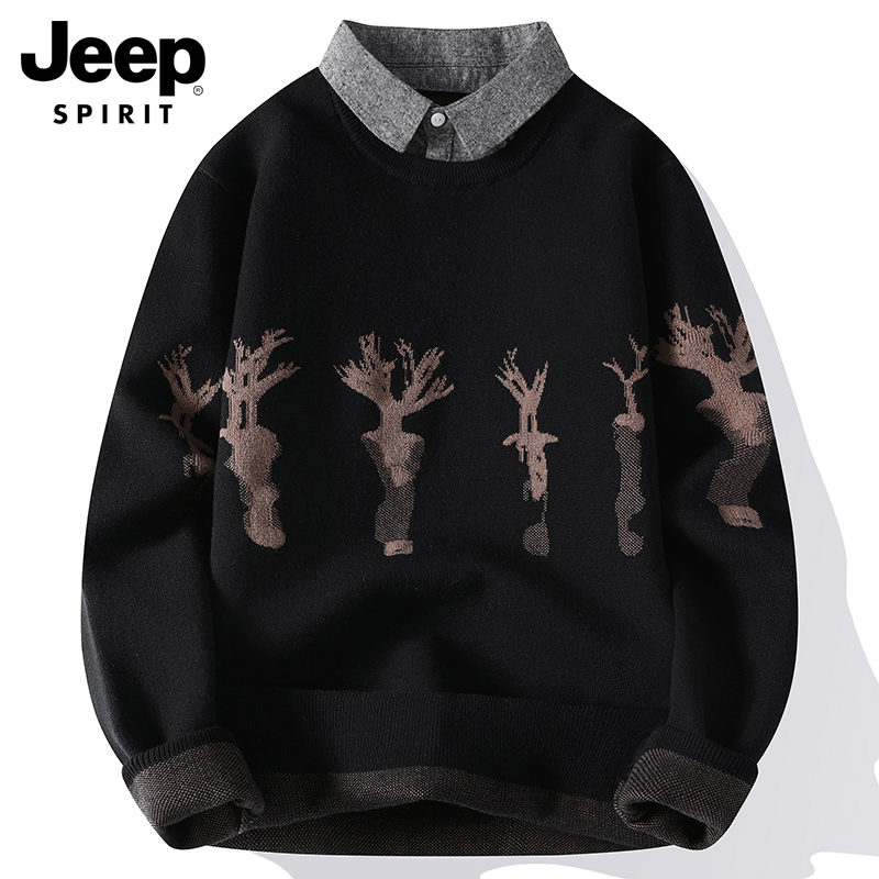 吉普套头柔软翻领舒适亲肤毛衣