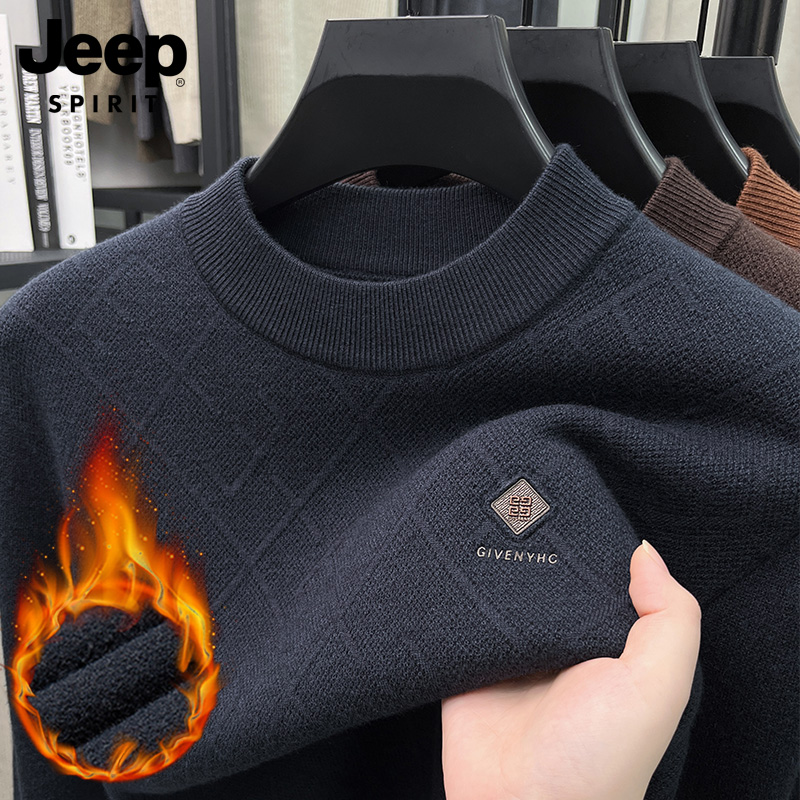 吉普套头柔软圆领毛衣