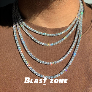 BLAST ZONE钛钢不掉色锆石方糖项链男小众设计高级感嘻哈美式骨链