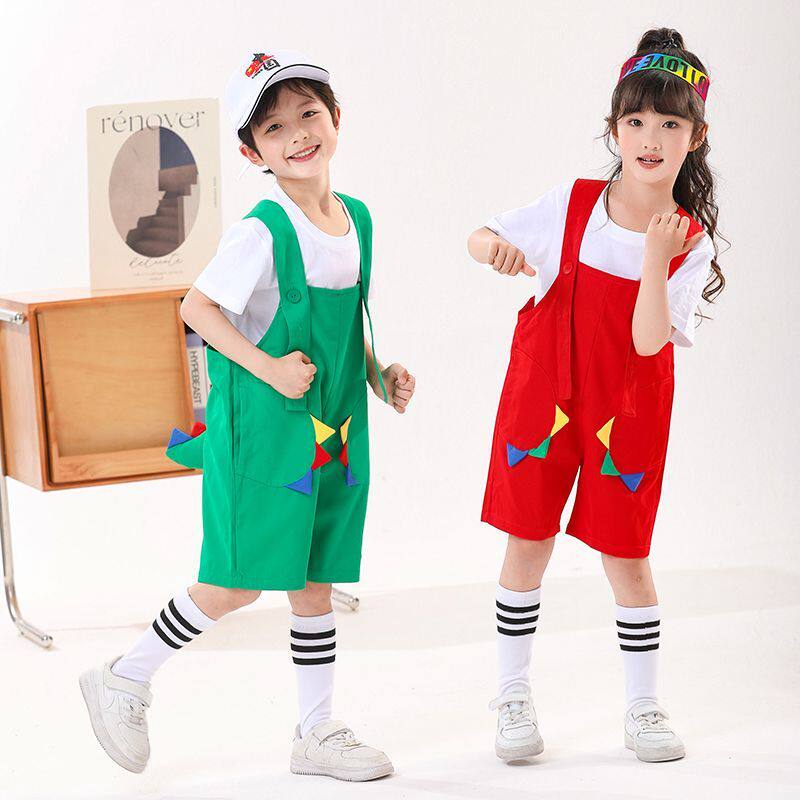 六一演出服儿童舞蹈可爱背带裤小学生团体恐龙动物表演夏季