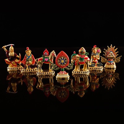 速发藏式合金七珍宝摆护供用家奉密宗法器金轮宝轮王七政宝件法用