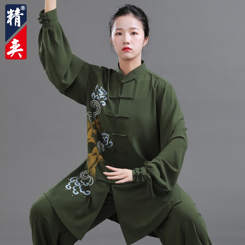 速发2024新款高端中式手绘太极服太极拳练功服男武术表演服春