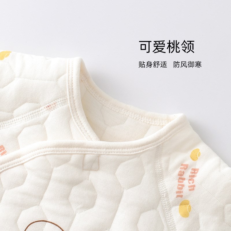 速发婴儿连体衣夹棉无骨保暖哈衣男兔宝宝冬季空气棉睡衣爬服蝴蝶