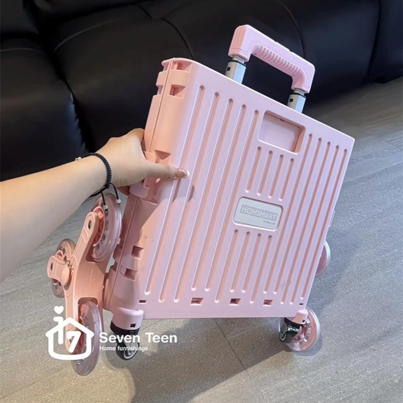 速发超轻便车叠小推折购物车带盖功菜快递小拉车可爬楼多买能便携