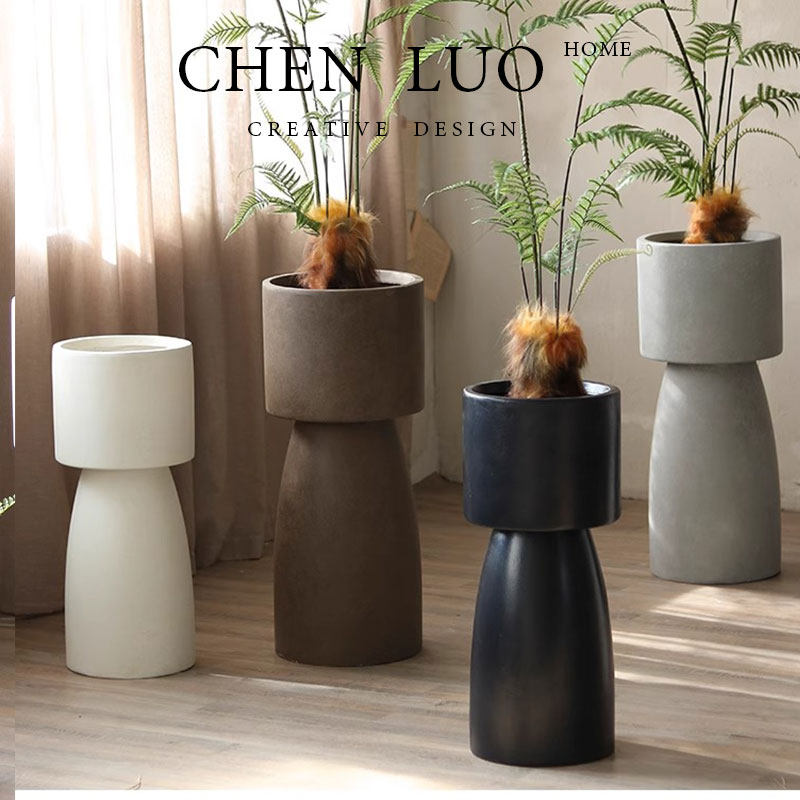 创意高脚花盆客厅商场服装店落地大花器北欧绿植植物宝莲灯种植盆