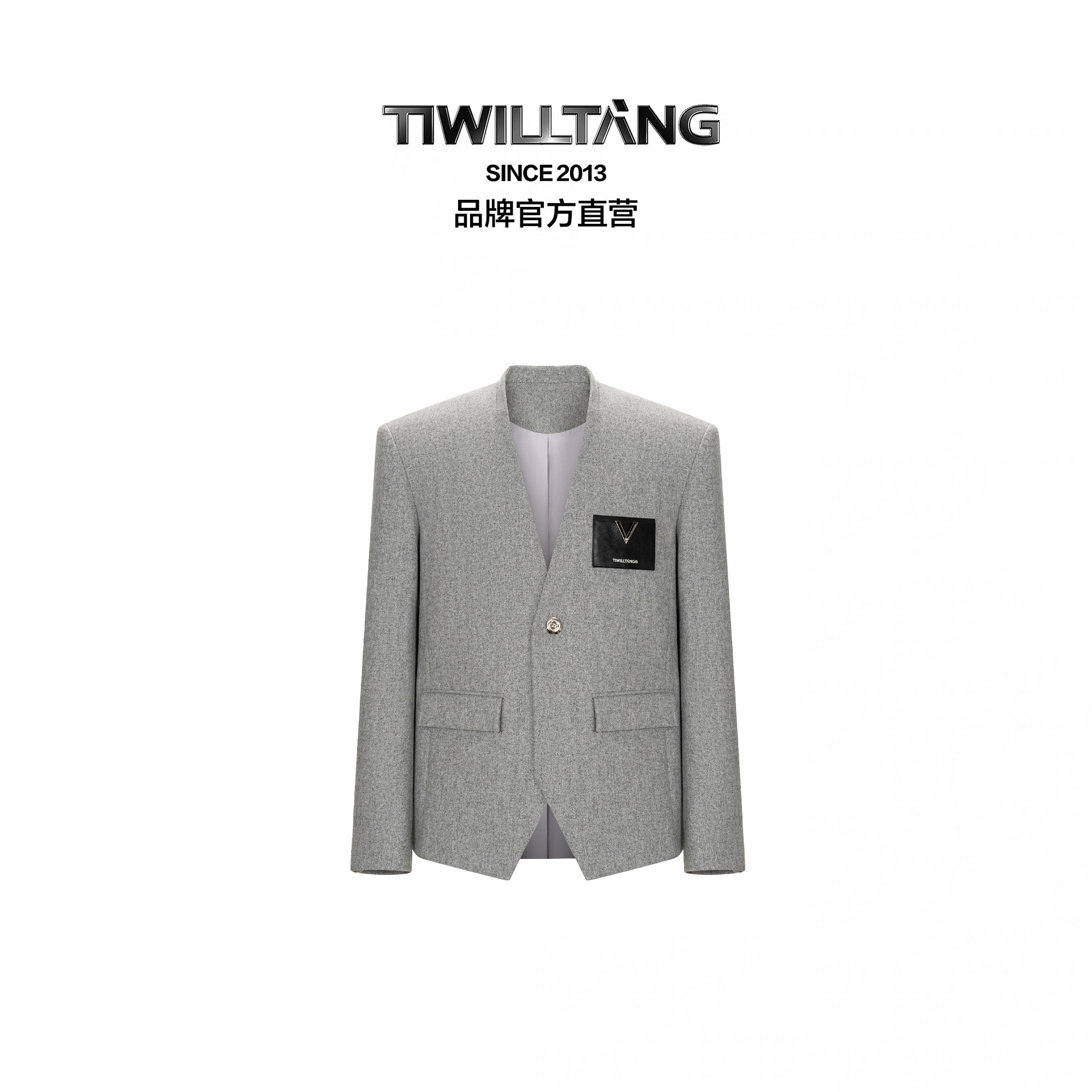 启世录TIWILLTANG“薄暮徽记”锋芒色界无界型格皮质断言廓形西装