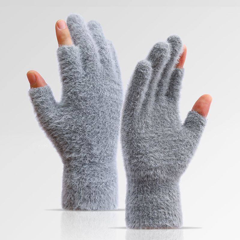 仿貂绒手套可触屏男女秋冬骑行加绒加厚分指五指保暖防风防寒骑车