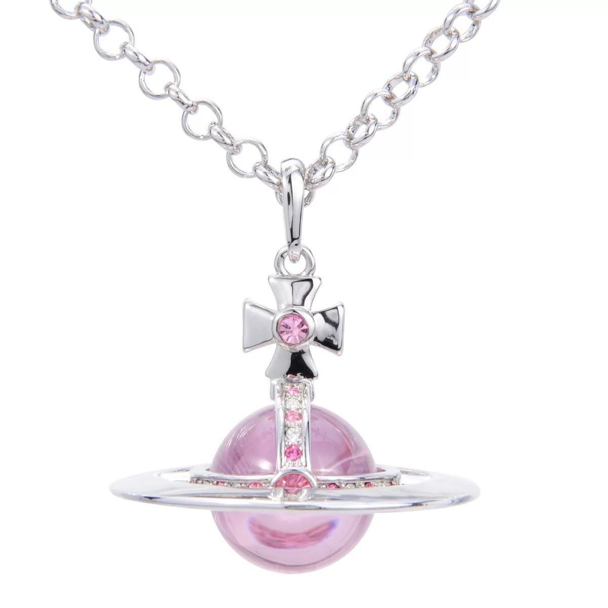 thumbnail for Large three-dimensional Saturn planet necklace 20mm glass bead pendant niche high-quality sweater chain