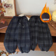婷二严选 顾奈 儿童格子撞色加绒休闲裤 保暖卫裤 KZ25632