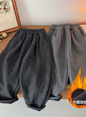 【婷二严选】【顾奈】儿童休闲裤仿毛呢加绒弯刀裤KZ25661