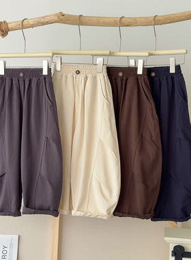 【栗子专享】【顾奈】儿童秋季新款梭织棉休闲弯刀裤KZ25352