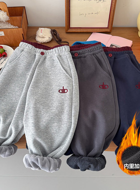 甜甜圈-虹虹Tia -儿童腰头撞色刺绣加绒保暖休闲裤KZ25664