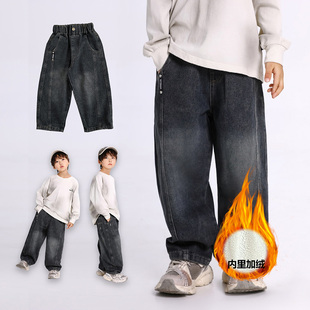 【顾奈母婴严选】儿童秋季新款拼接弯刀牛仔裤NZK25336